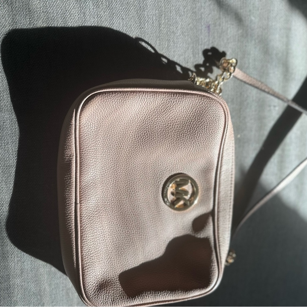 Michael Kors Light Brown Crossbody Bag with Gold Accents